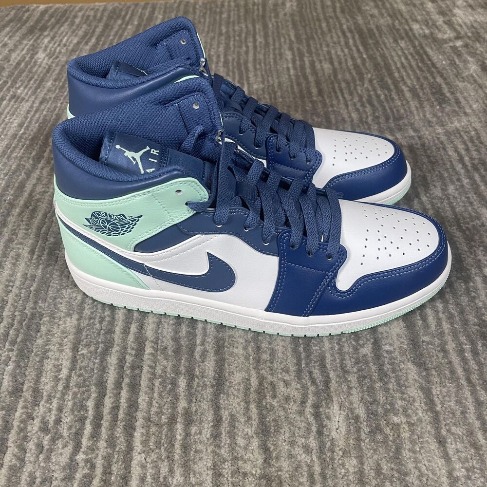 Jordan Air Jordan 1 Mid Shoes Mens Size 10 Blue Mint Leather Sneakers 554724-413